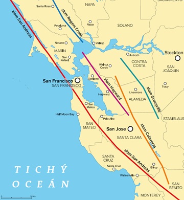 Mapa tektonických zlomů