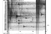 Denní záznam observatoře Kašperské Hory ze 6. února 2023: zde je patrné ničivé zemětřesení v Turecku a řada jeho dotřesů. 