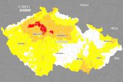 Aktuální mapa předpovědi rizika teplotního stresu pro skot na neděli  8. června 2025 (ze dne 30. května 2025). 