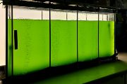 Laboratorní fotobioreaktory typu probublávané kolony s umělým LED osvětlením využívané na různé laboratorní pokusy