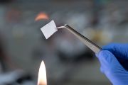 Demonstration of non-flammability of the electrolyte used in the experimental aqueous battery with a life-cycle of 500 charging and discharging cycles.
